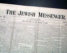 Rare JEWISH MESSENGER New City City Weekly Jews Judaica 1891 Original Newspaper picture