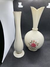 Two Vintage Lenox USA Bud Vases Gold Trim/pink Rose picture