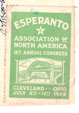 Stamp On Postcard Back 1925 Congress ESPERANTO of NORTH AMERICA Cleveland Ohio picture