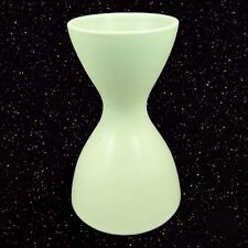 Vintage Mid Century Romanian Green Light Teal Hourglass Ceramic Vase Old Pottery picture