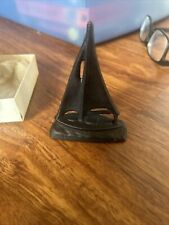 Vintage Small Black Cast Iron Sail Boat Paperweight picture