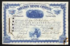 Moulton Mining Company Butte City 1885 Stock Certificate A941 Geo. W. Parker picture