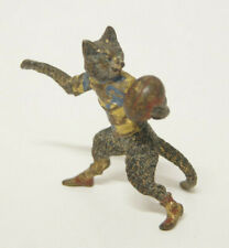 Rare Austrian Vienna Vintage Bronze Cat Playing Rugby Sports Sculpture Figurine picture