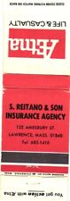 Lawrence Massachusetts S. Reitano & Son Insurance Agency Vintage Matchbook Cover picture
