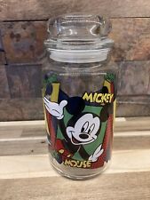 Vintage Anchor Hocking Mickey Mouse, Minnie Donald Duck Glass Snack Jar Canister picture