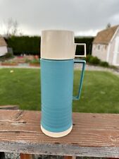 Vintage Thermos Bottle Quart Size Aqua Blue King Seeley Thermos CLEAN  picture
