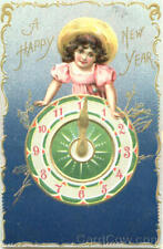 1908 A Happy New Year Tuck Antique Postcard 1C stamp Vintage Post Card picture