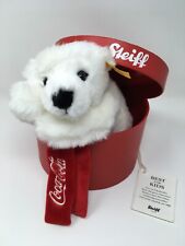 Steiff Coca-Cola Polar Bear Teddy in Round Box Christmas Display 8 Inch picture