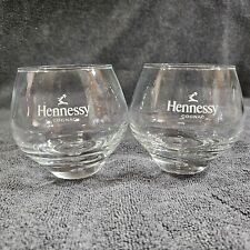 Set of 2 - Hennessy Cognac Snifter Glass 3 1/2 Floating Bubble In Bottom picture