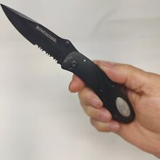 Winchester Black Folding Knife Combo Edge Blade Initial W Handle Pocket Clip picture