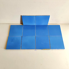 1940s Vintage Blue Shade Architecture Furniture Plain Tile Japan Set Of 10 CT36 picture