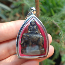 LP NGERN ON ELEPHANT PENDANT THAI BUDDHA AMULET REAL BLESS LUCKY MONEY RICH GIFT picture