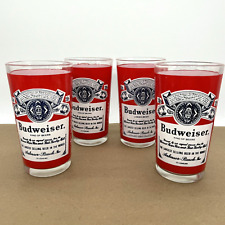 Vintage Set of 4 Budweiser 10oz Drinking Bar Glass Lager Glasses King of Beers picture