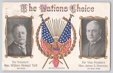 Postcard Our Nations Choice President Taft & Sherman Flag Patriotic Antique picture