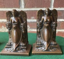 vintage Jennings Bros. art deco bookends , Lady Of The Theatre, c. 1920s picture