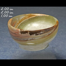 CARVED BANED ONYX CALCITE BOWL PAKISTAN MINERALS CRYSTALS GEMS-MIN picture