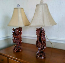 2 Chinese vintage sculpture table lamps  picture