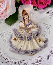 German Dresden Karl Klette Porcelain Lace Vintage Figurine Victorian Lady w/Fan picture