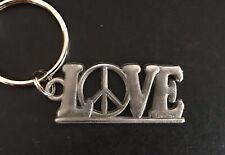 Pewter Love Peace Sign Symbol Silver Metal Keychain M picture