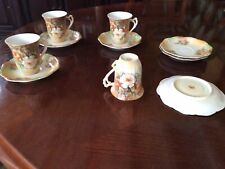 RS Prussia Porcelain Floral Demitasse Cups and Saucer Se of 4 w/2 extra saucers picture
