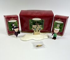 Hallmark A Snoopy Christmas WOODSTOCK ON DOGHOUSE Complete 3 Piece Ornament Set picture
