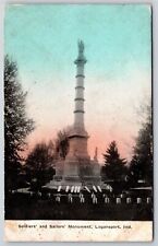 Logansport Indiana~Soldiers' & Sailors' Monument B&W~Vintage Postcard picture