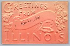 c1909 Greetings From Paris Cairo IL Airbrush Embossed Antique Vtg Postcard C6 picture