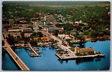 Vtg Bradenton Florida FL Aerial View of City Yacht Basin 1950s Postcard picture