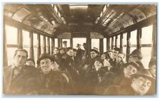 c1920's Mining Train Interior View Miners Wentworth District RPPC Photo Postcard picture