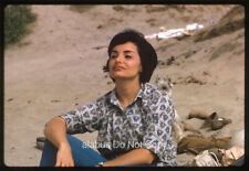 Orig 1964 35mm SLIDE View of Beautiful Brunette Woman Sitting on Beach picture