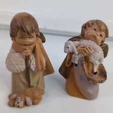 Vtg Fontanini Simonelli 2 Angel Cherubs Figures With Lamb And Puppy Dog Resin picture