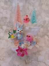 VNTG OOAK Sweet Spring Time Easter Assemblage Pink Millinery Diorama Decor IIII picture