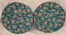 Rare antique pair of Longwy plates decorated in cloisonné style with spring blos picture