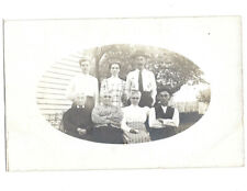 c.1900s 7 People Beautiful Family Outside RPPC Real Photo Postcard UNPOSTED picture