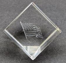 3D Laser Etched Crystal American Flag Patriotic Paperweight Read Description picture