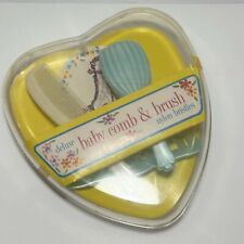 Vintage Deluxe Baby Brush and Comb Set Acrylic Heart-Shaped Box picture