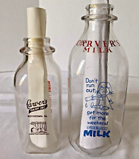 Vintage Glass Milk Bottles 1950s Carver's Dairy Boyertown, PA Quart and Pint picture