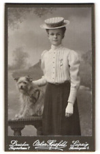 19Th Rare Antique Beautiful CDV Photograph of Lady with her Little Dog picture