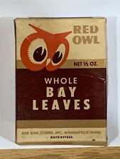 Vintage Red Owl Stores Whole BAY LEAVES spice box grocery store empty 1/2 oz picture