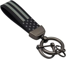 Leather American USA Flag Car Keychain with Zinc Alloy Ring, Tactical Keychain picture