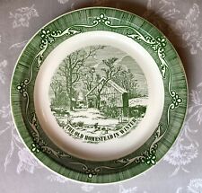 Vintage The Old Homestead In Winter Green Transferware Ceramic Pie Plate picture
