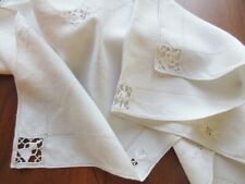 Exquisite Vintage Italian Hand-Embroidered Handmade Lace Tablecloth White Linen picture