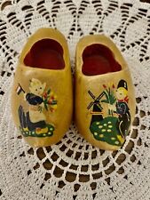 Vintage Mini Hand Carved & Painted Clogs picture