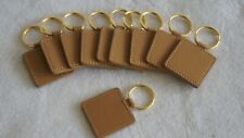 Lot of 10 Genuine Leather Beige Color Square shape Keychain Gold Ring Coach  picture