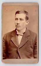 c1860s~Cleveland Ohio OH~Proper Young Man in Bow Tie~CDV Antique Photo Portrait picture