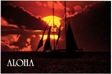 Aloha Hawaii Sailboat In The Sunset Postcard Unposted picture