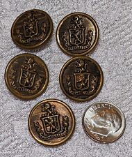 Vintage Spectemur Agendo LION CREST Brass Button - Set of 5 picture