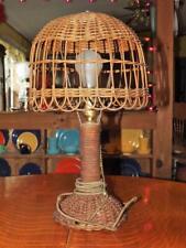 Vintage Antique Wicker Rattan Lamp Arts Crafts Mission Adirondack 1920's-30s picture