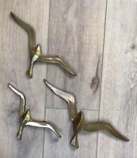 Vintage MCM 3-Lot Set Solid Brass Hangable Flying Seagull Birds Wall Decor. picture