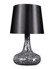 Simple Designs Mosaic Tiled Glass Genie Table Lamp with Fabric Shade picture